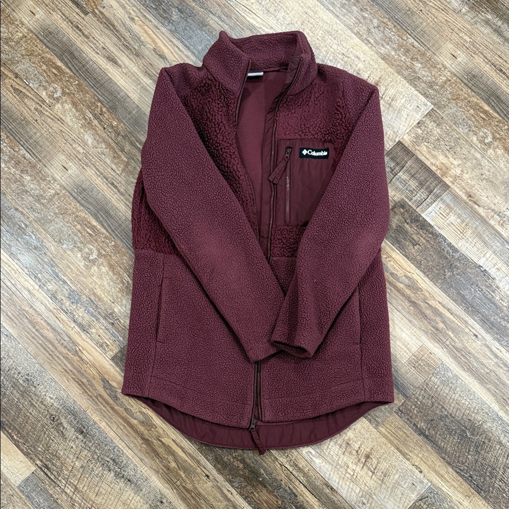 Columbia Maroon Fleece Jacket women’s size xs
